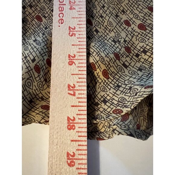 Vintage Y2K Max Studio brown geometric silk lined skirt M ruffle officecore - Picture 8 of 9